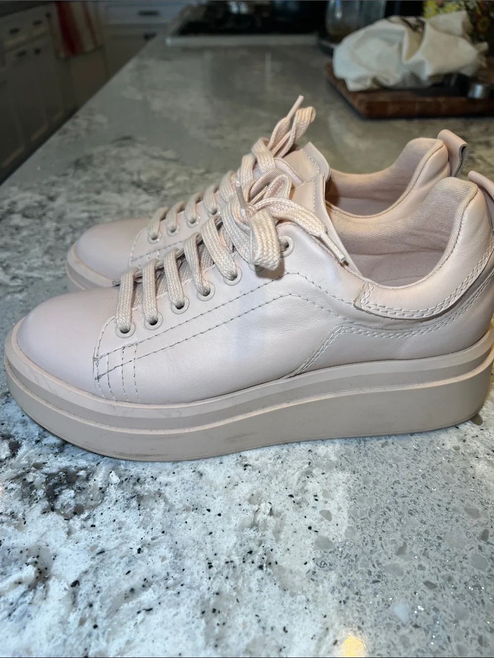 ZARA Pastel Pink Faux Leather Chunky Platform Sneakers Size 38 (US 7.5)